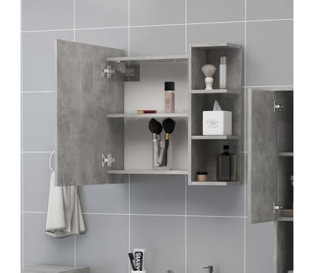 vidaXL Bathroom Mirror Cabinet Concrete Grey 62.5x20.5x64 cm Engineered Wood