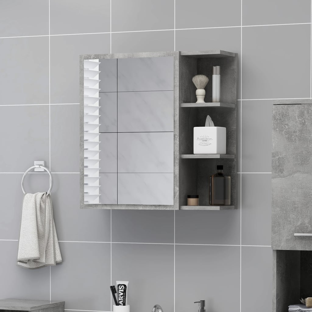 vidaXL Dulap de baie cu oglindă, gri beton, 62,5 x 20,5 x 64 cm