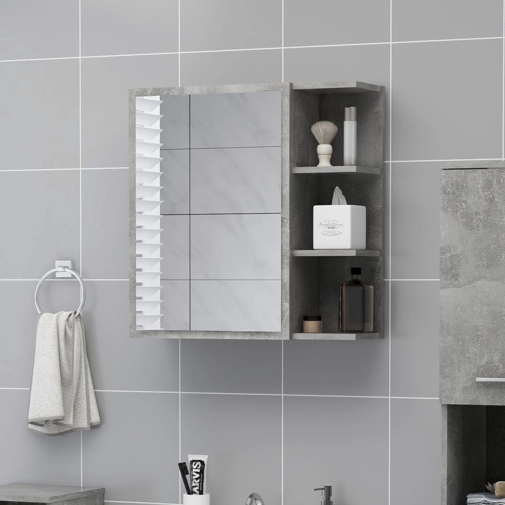 vidaXL Szafka �azienkowa z lustrem, szaro�� betonu, 62,5x20,5x64 cm
