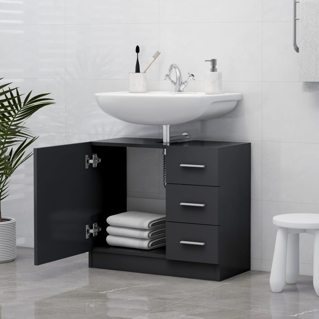 vidaXL Armario para lavabo madera contrachapada gris 63x30x54 cm