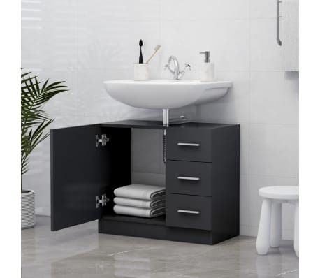 vidaXL Armario para lavabo madera contrachapada gris 63x30x54 cm