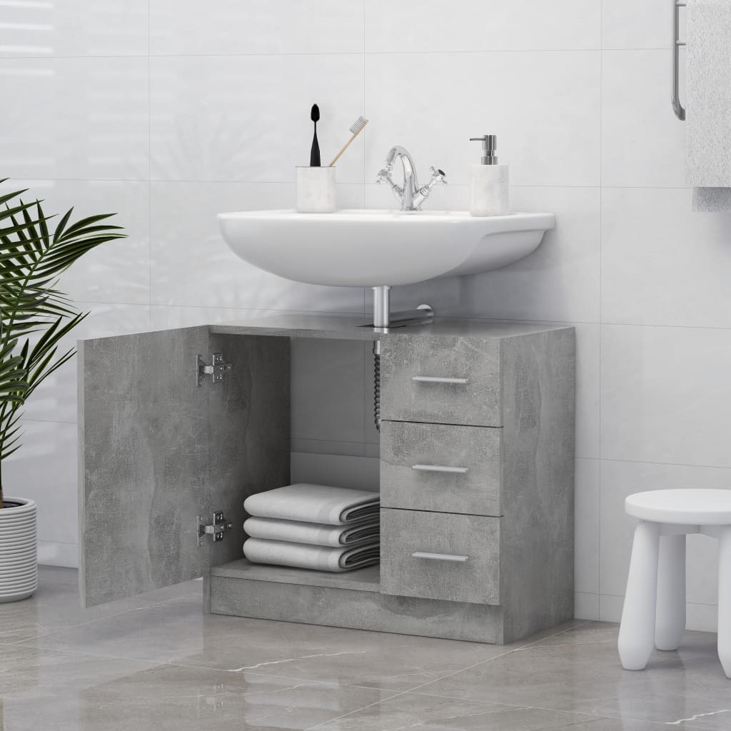 

vidaXL Wastafelkast 63x30x54 cm spaanplaat betongrijs