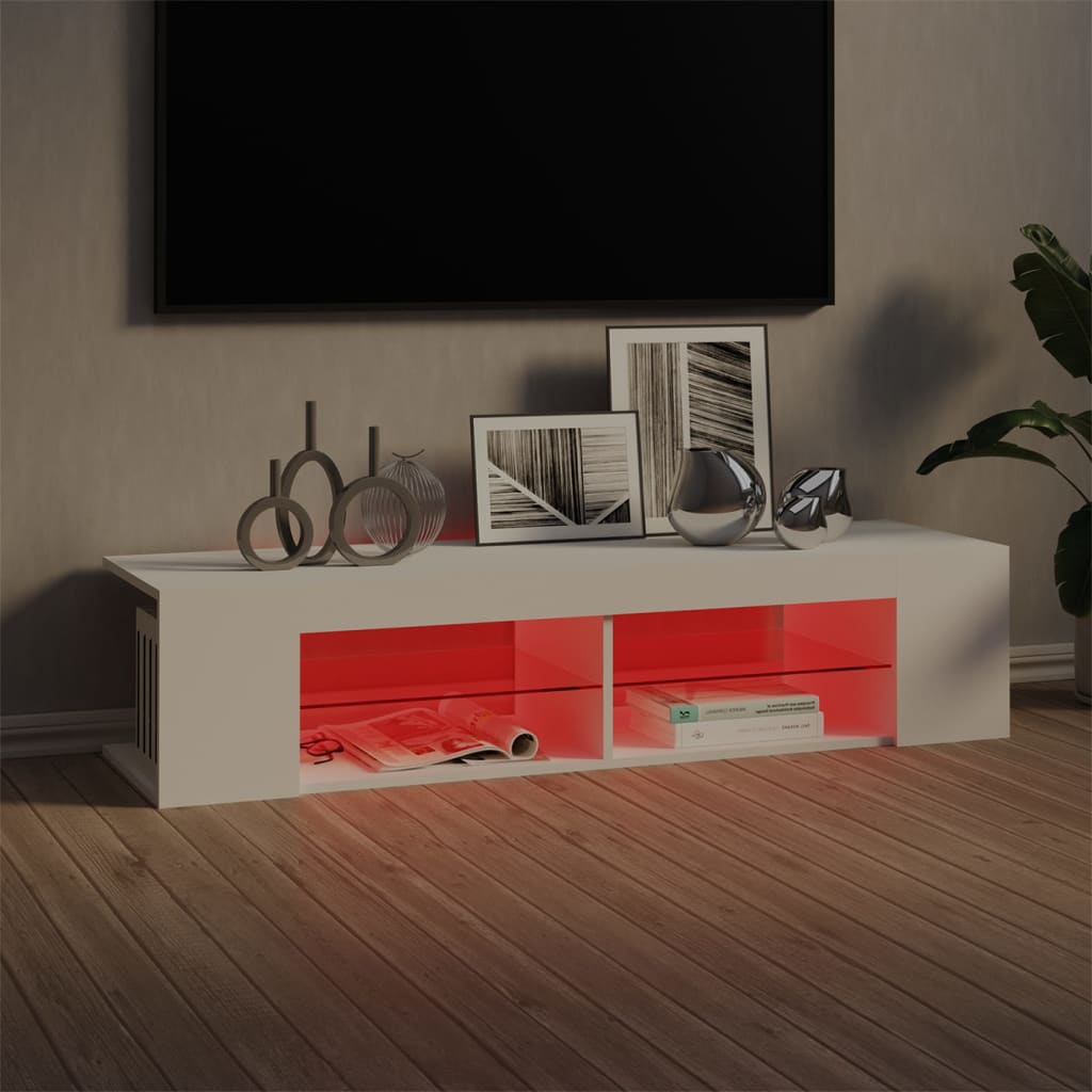 TV skříňka s LED osvětlením bílá 135 x 39 x 30 cm