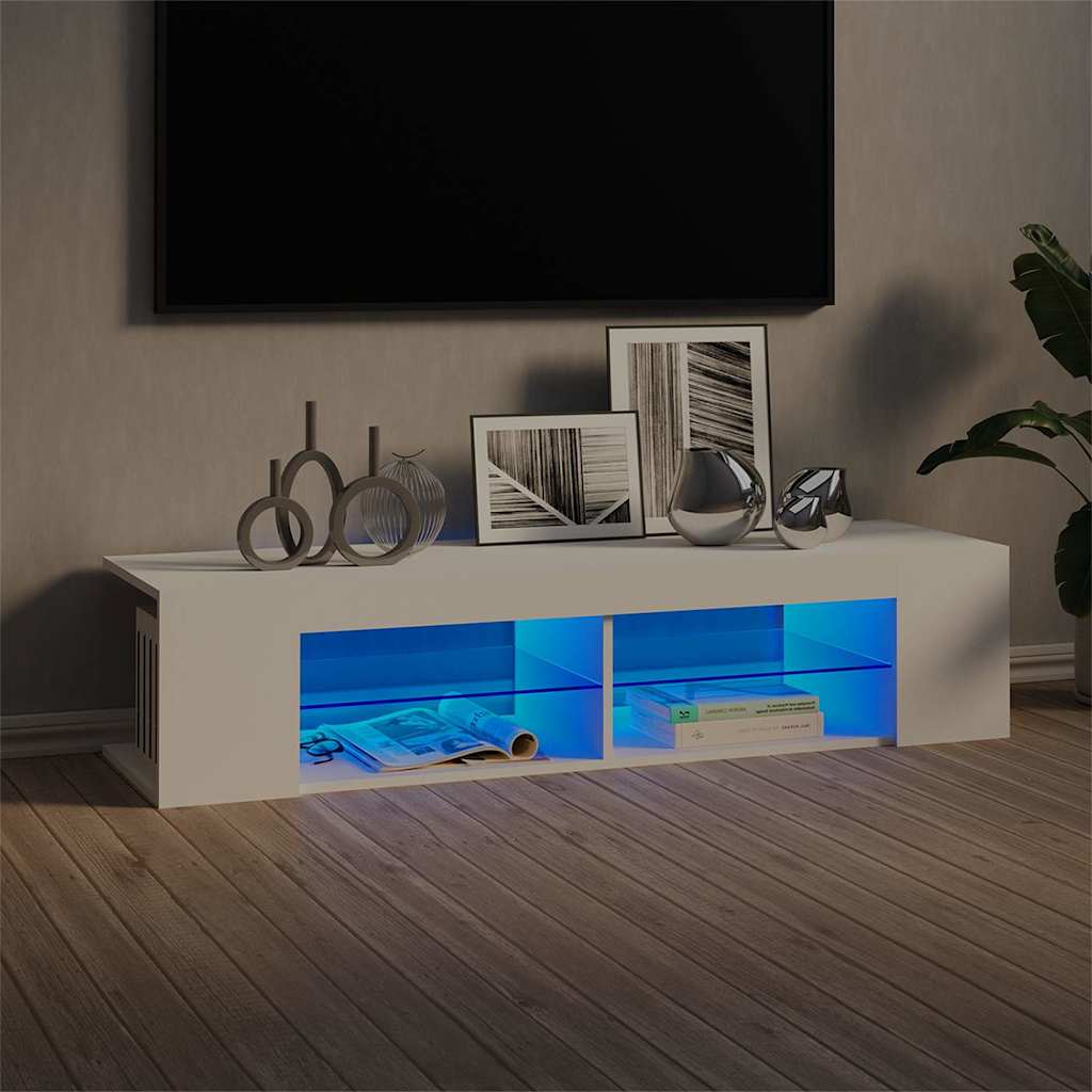 vidaXL Szafka TV z o�wietleniem LED, bia�a, 135x39x30 cm