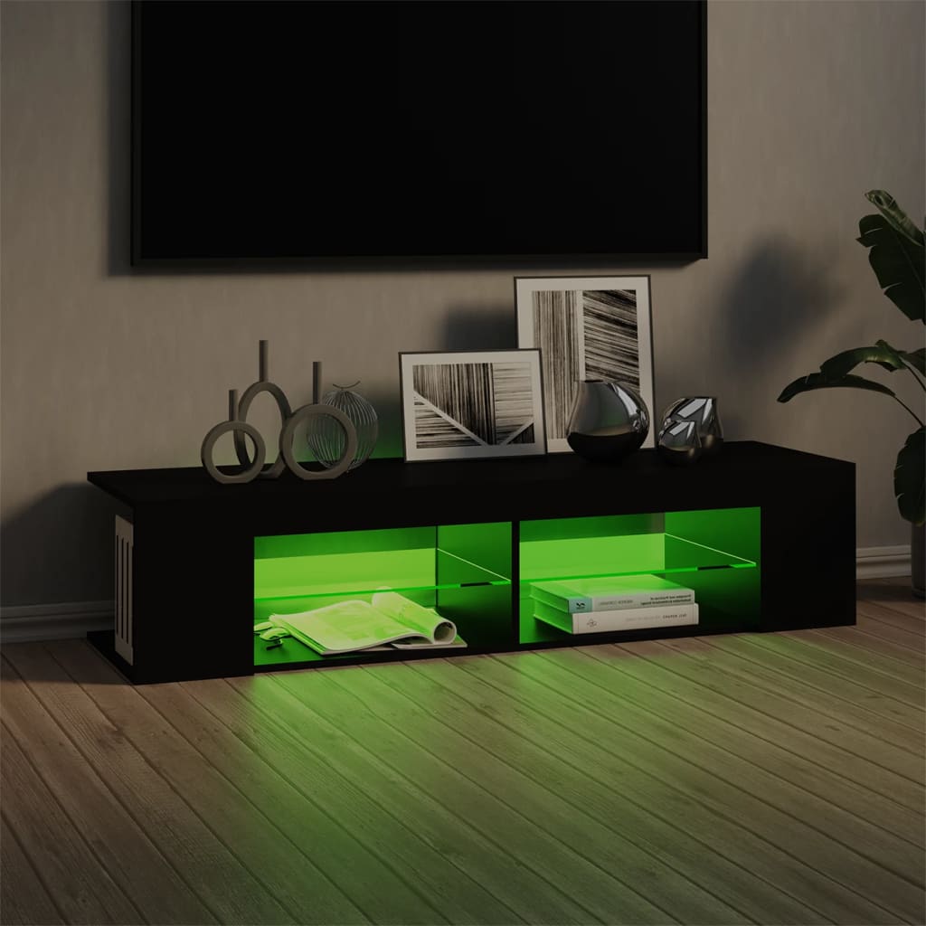 Meuble TV avec lumières LED Noir 135x39x30 cm | meublestv.fr 5