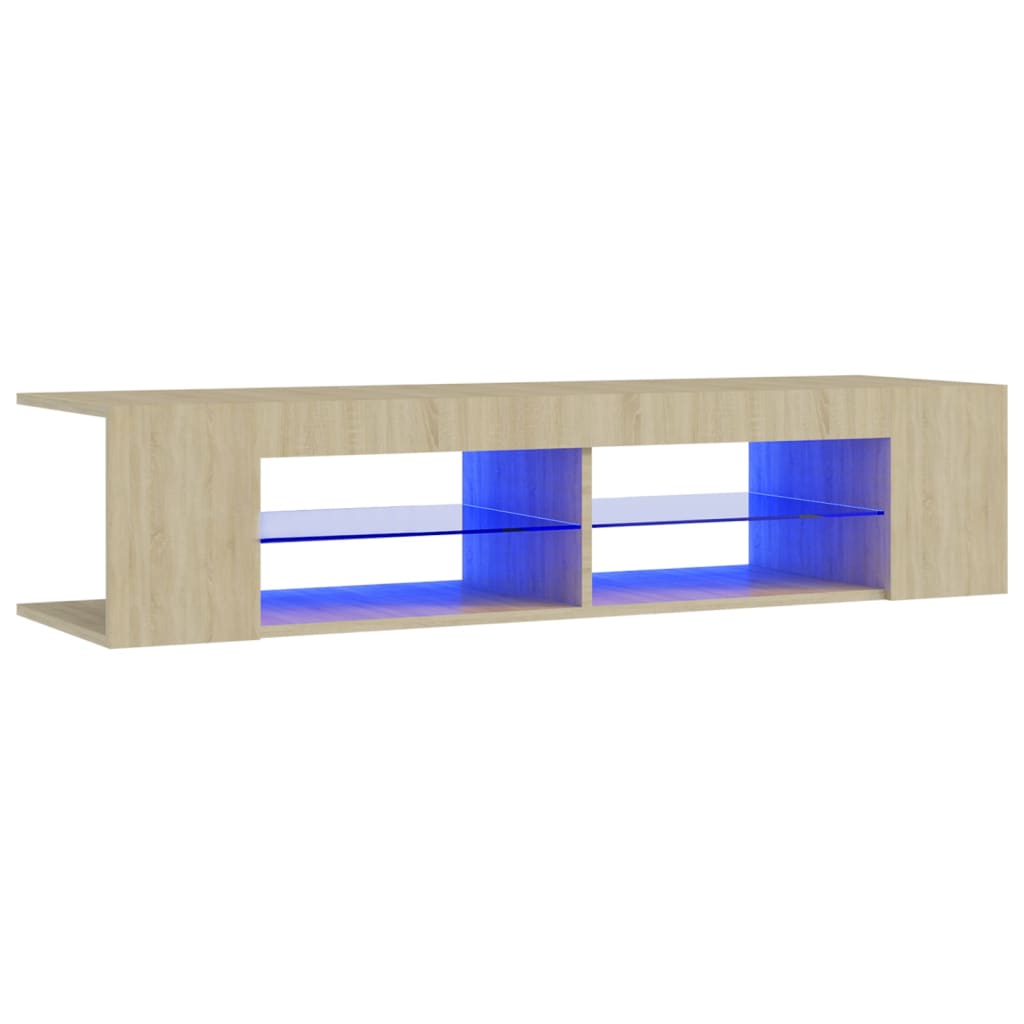 vidaXL TV skrinka s LED svetlami dub sonoma 135x39x30 cm