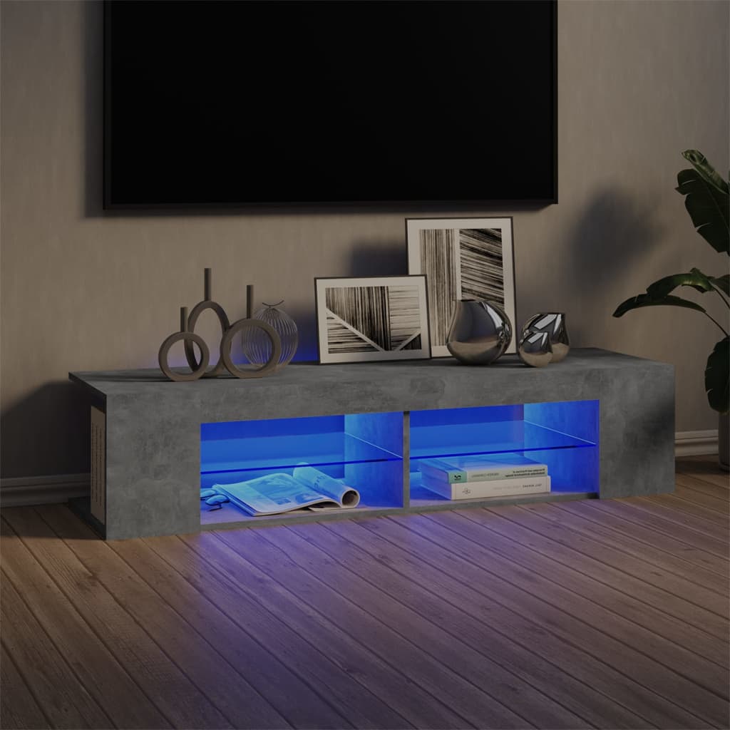 Meuble TV avec lumières LED Gris béton 135x39x30 cm | meublestv.fr 2