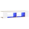 vidaXL telerialus LED-tuledega, valge ja Sonoma tamm, 135 x 39 x 30 cm