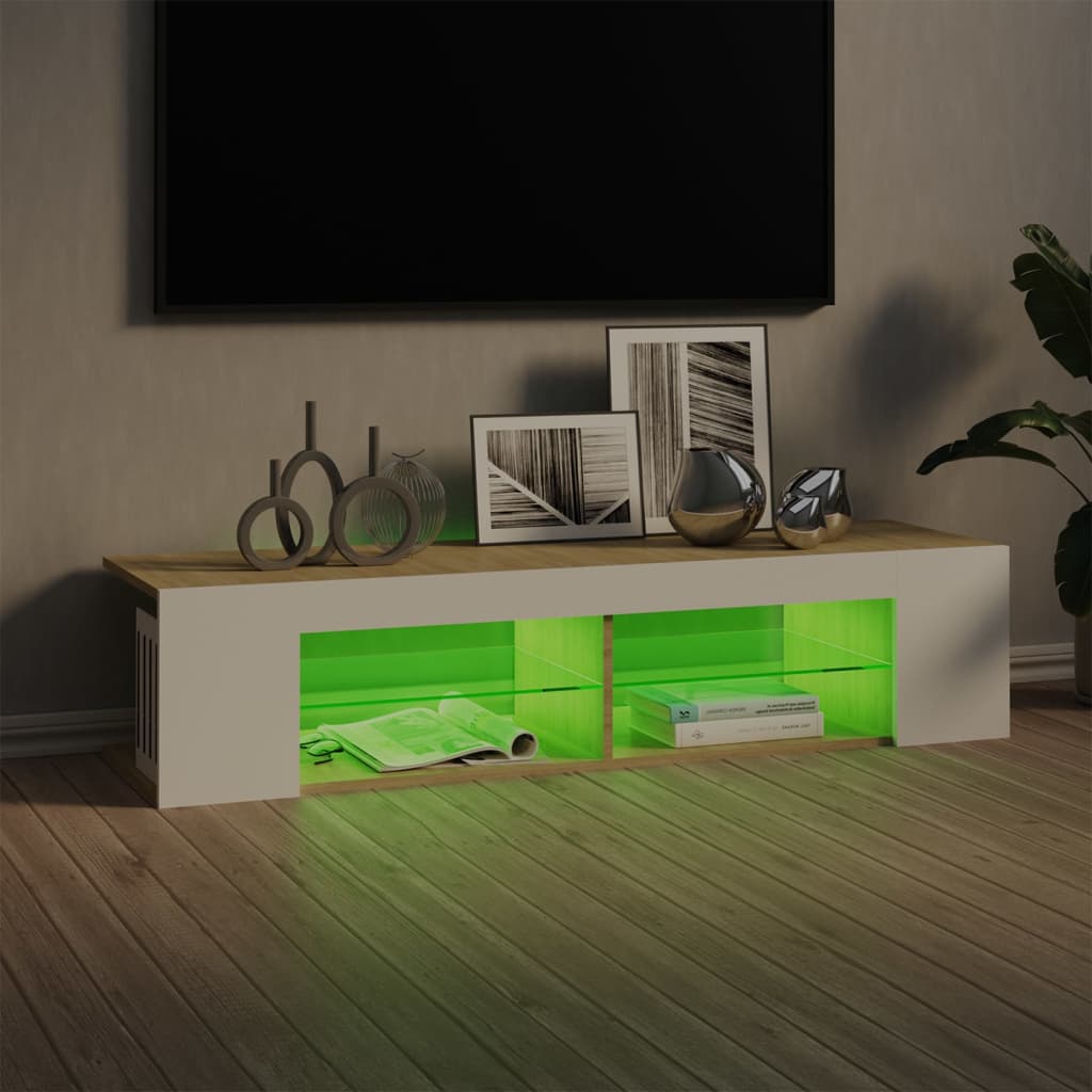 

vidaXL Tv-meubel met LED-verlichting 135x39x30cm wit sonoma eikenkleur