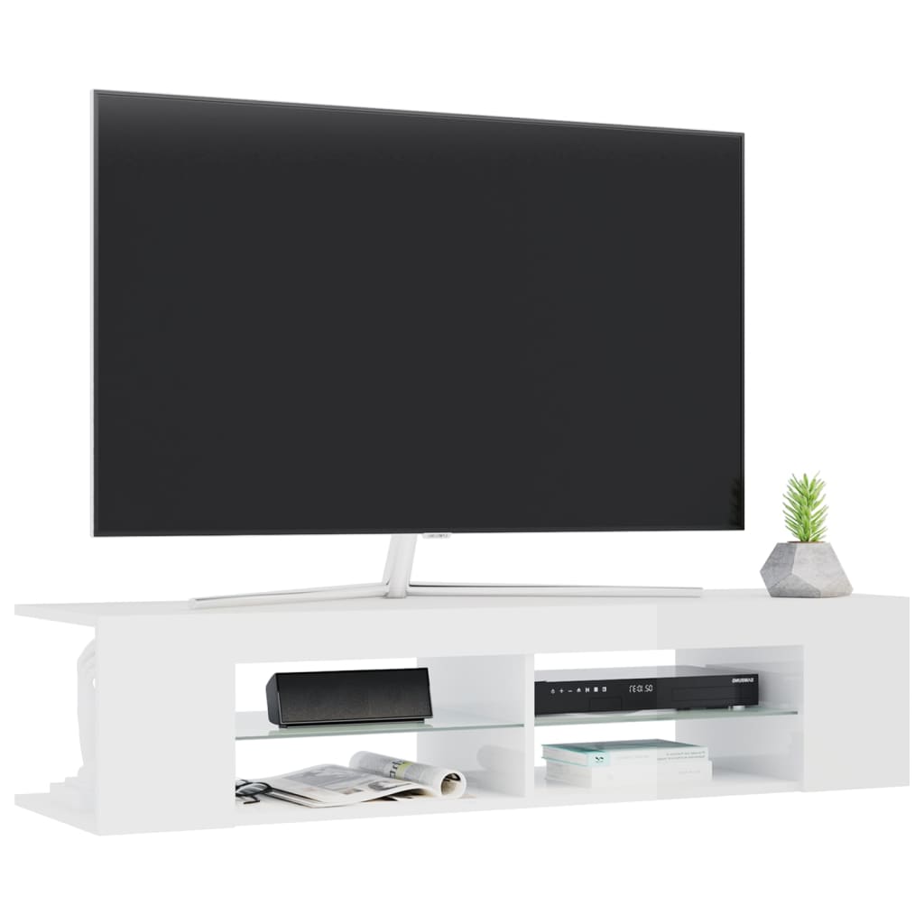 Meuble TV avec lumières LED Blanc brillant 135x39x30 cm | meublestv.fr 7