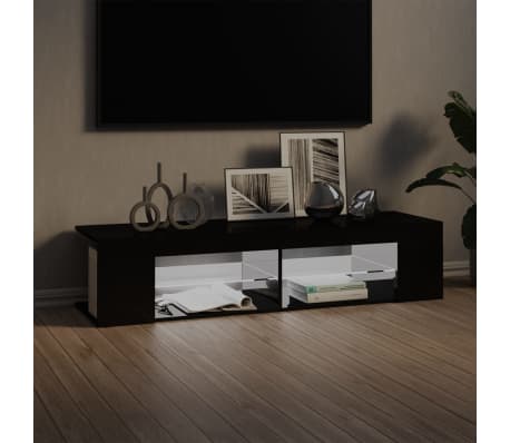 vidaXL Mueble para TV con luces LED negro brillante 135x39x30 cm