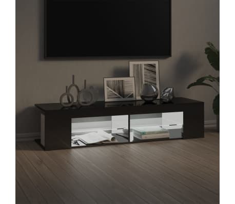 vidaXL TV ormarić s LED svjetlima visoki sjaj sivi 135 x 39 x 30 cm