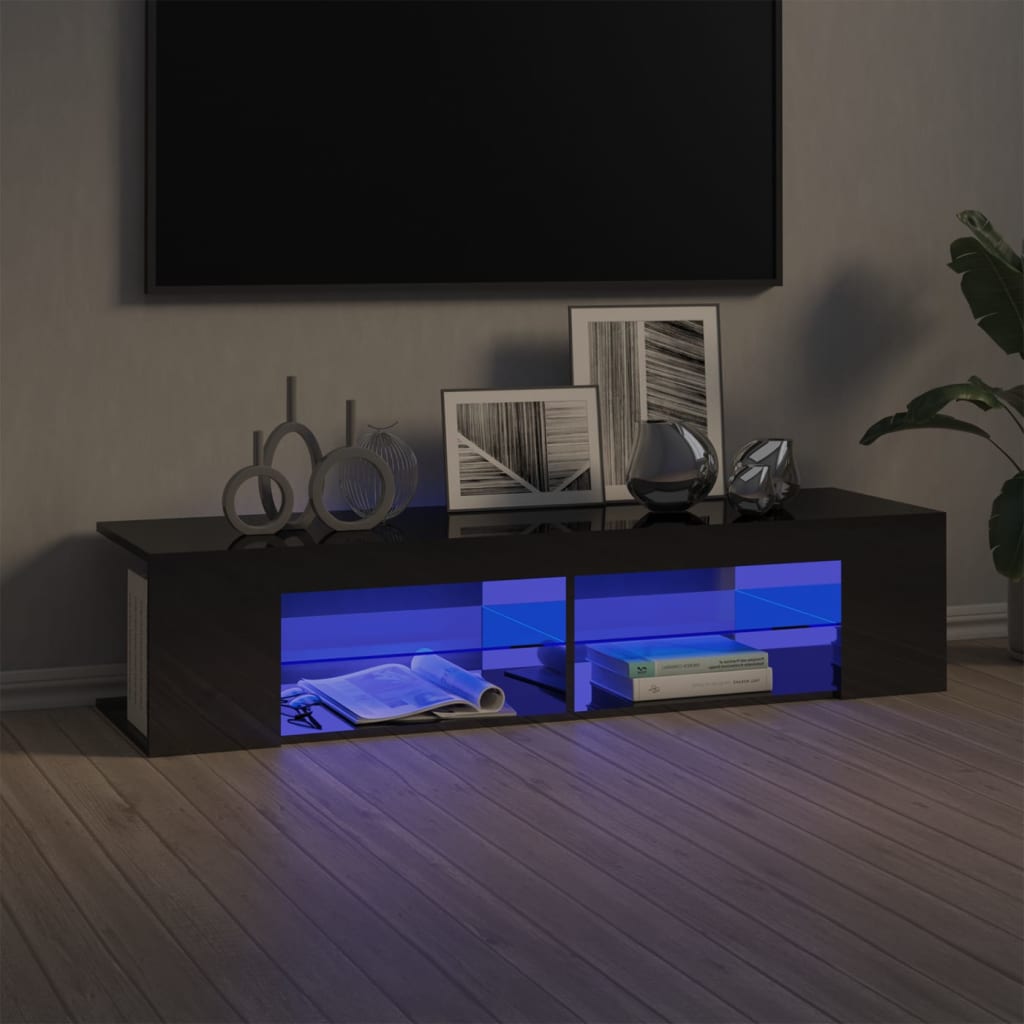 vidaXL TV-taso LED-valoilla korkeakiilto harmaa 135x39x30 cm