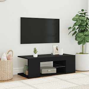 TV skříňka s LED osvětlením černá 90 x 39 x 30 cm - obrázek 1