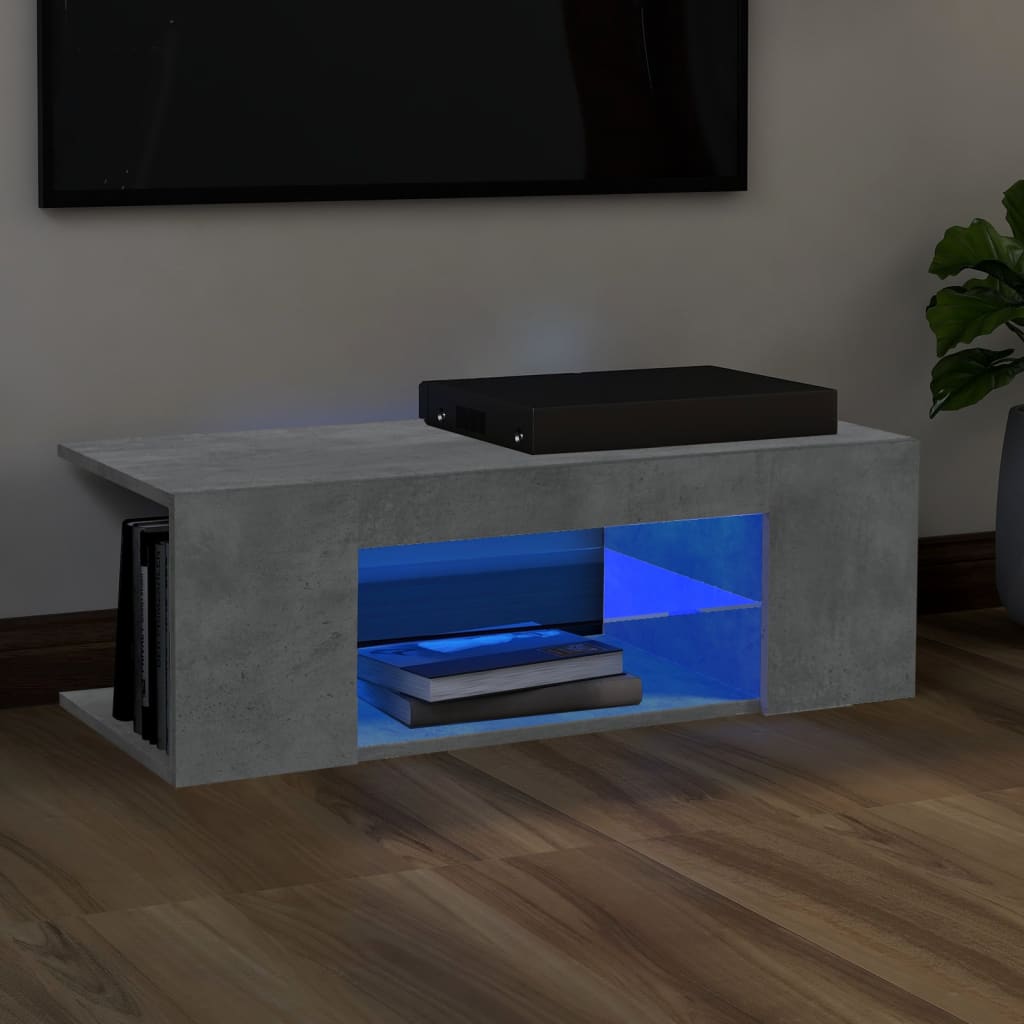 Tv-meubel met LED-verlichting 90x39x30 cm betongrijs