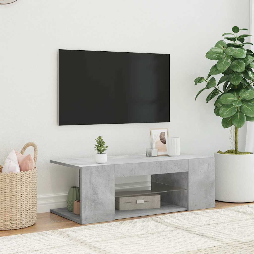 vidaXL Szafka pod TV z owietleniem LED, szaro betonu, 90x39x30 cm