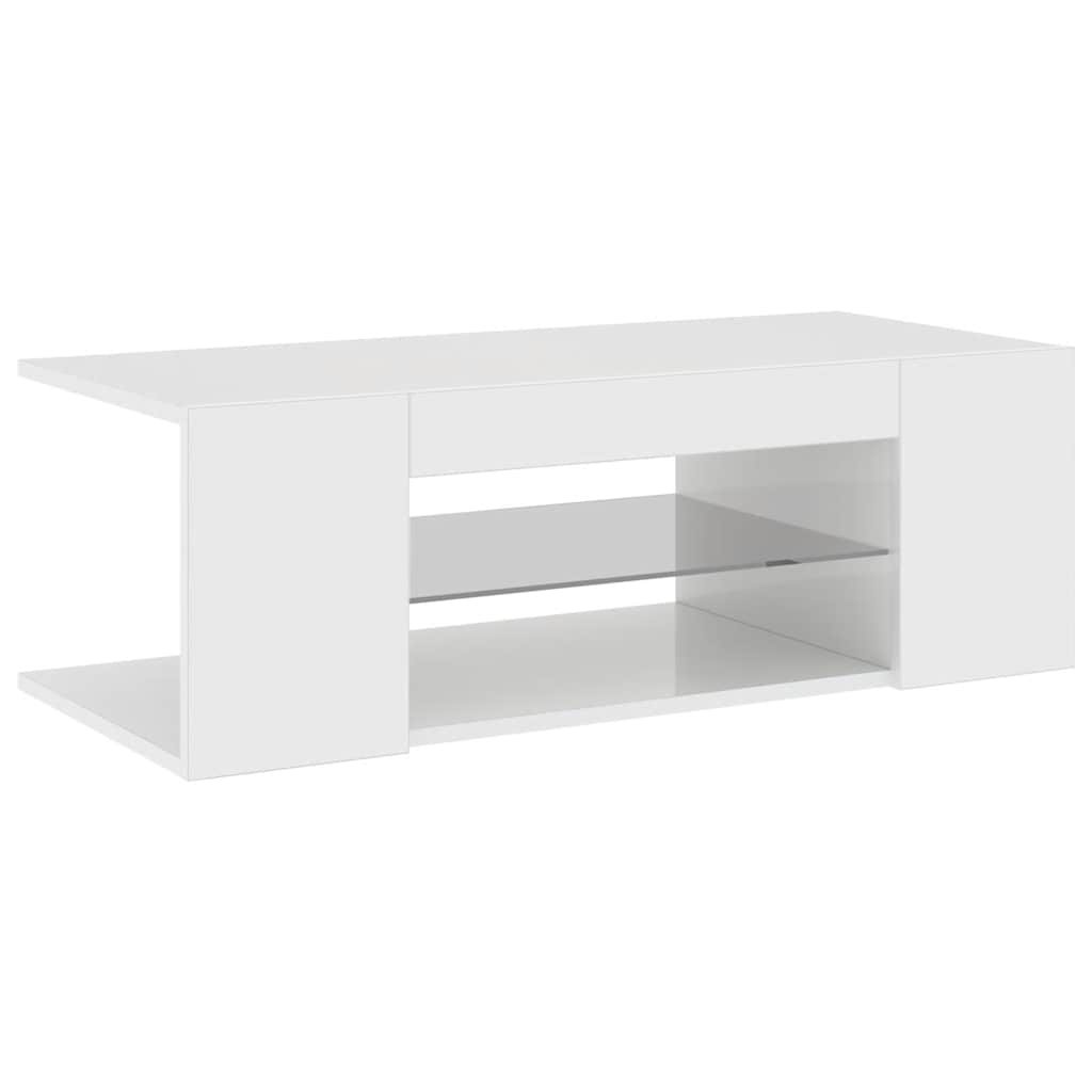 vidaXL TV skříňka s LED osvětlením bílá s vysokým leskem 90x39x30 cm