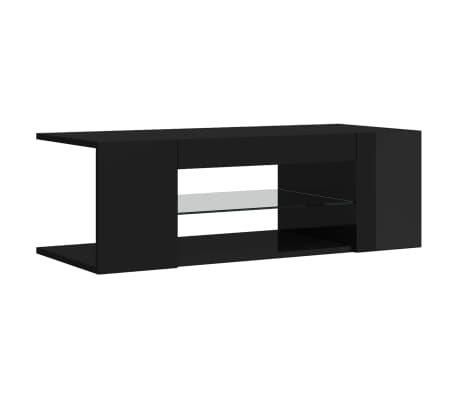 vidaXL Mueble para TV con luces LED negro brillante 90x39x30 cm