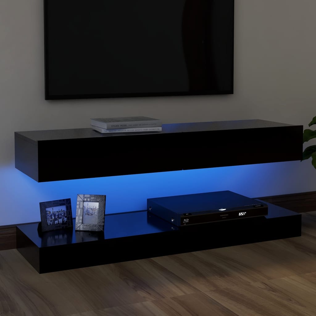 vidaXL Comodă TV cu lumini LED, negru, 120×35 cm vidaXL
