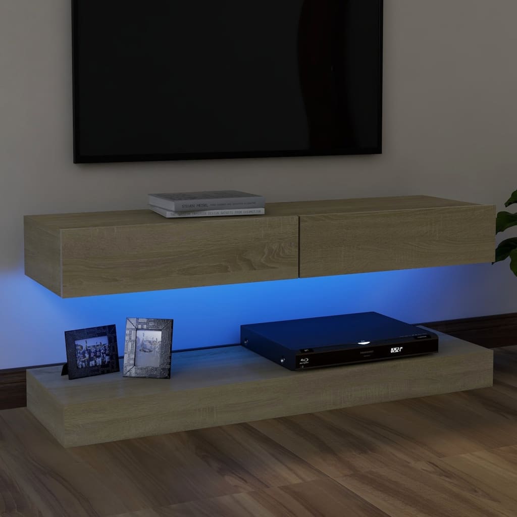 vidaXL TV-taso LED-valoilla Sonoma-tammi 120×35 cm