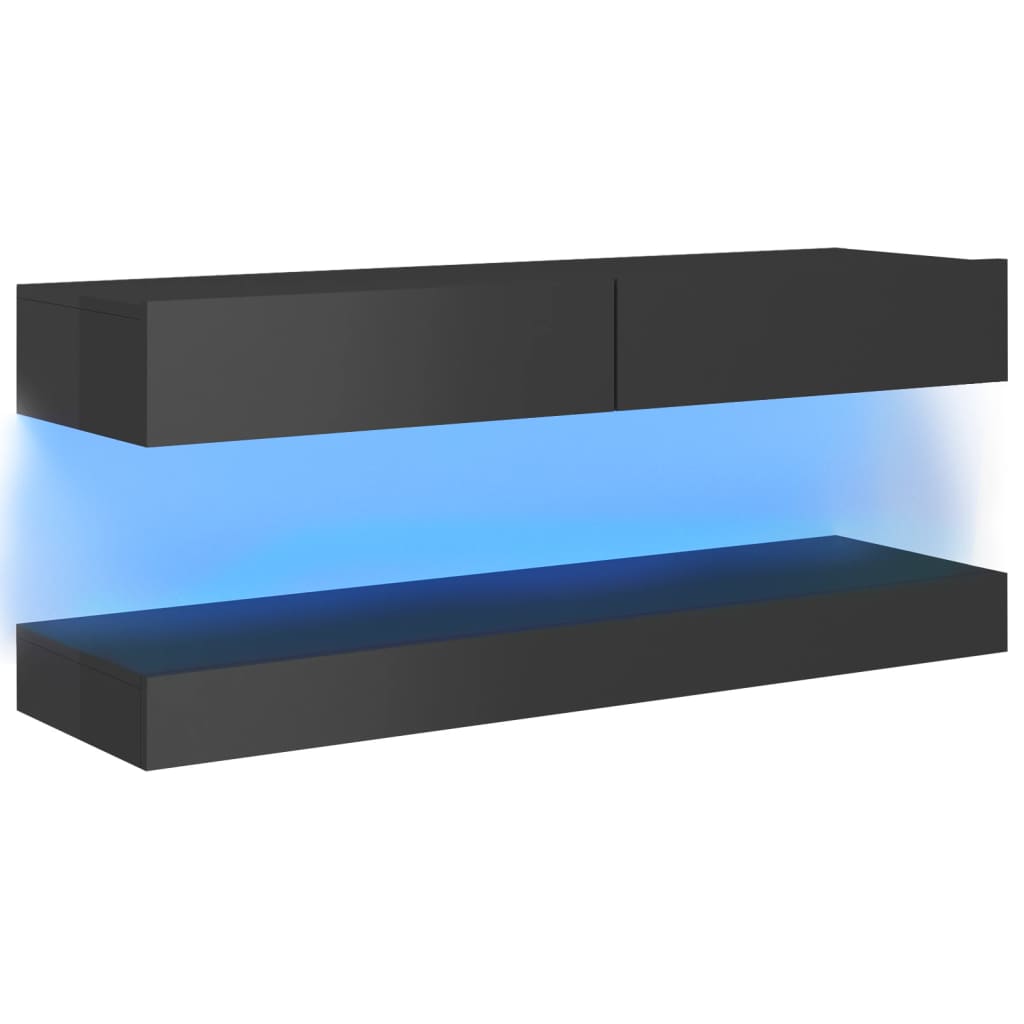 

vidaXL TV Cabinet with LED Lights High Gloss Gray 47.2"x13.8"