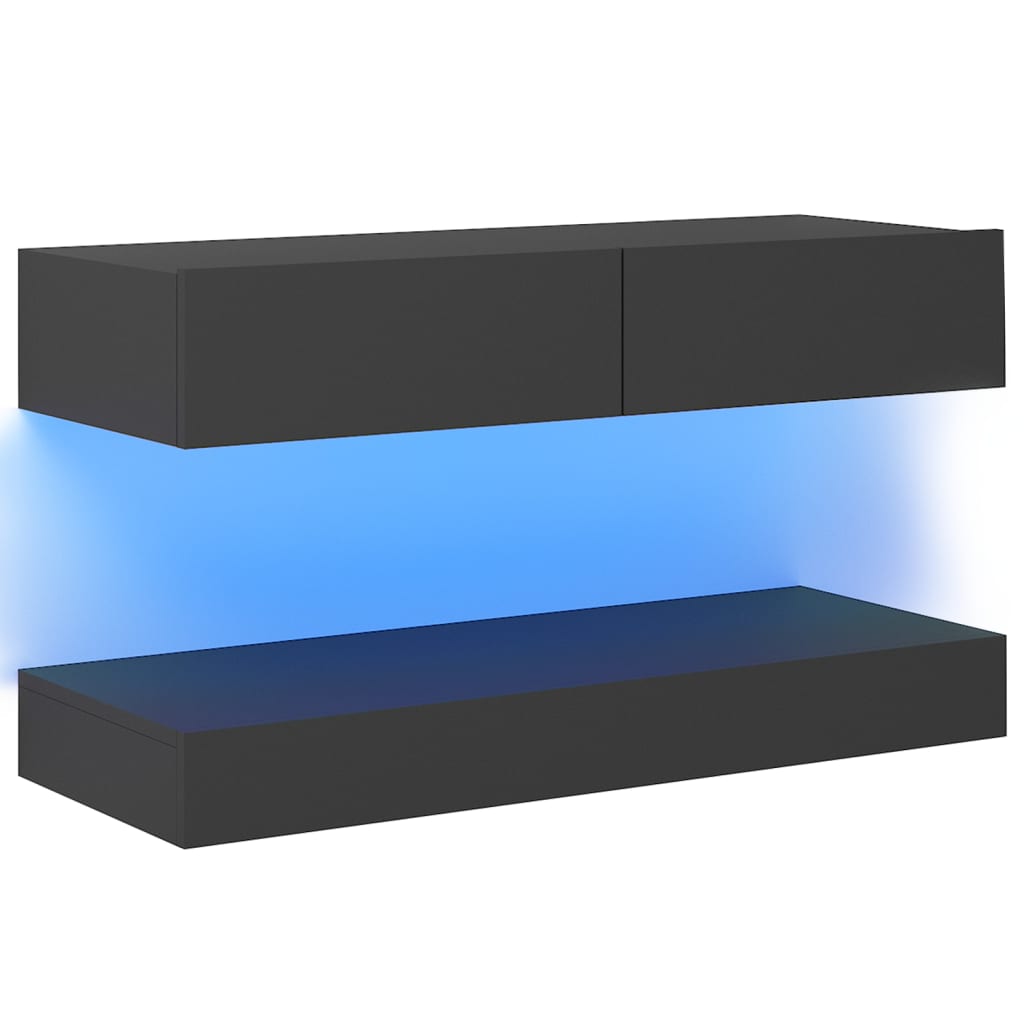 

vidaXL TV Cabinet with LED Lights Gray 35.4"x13.8"