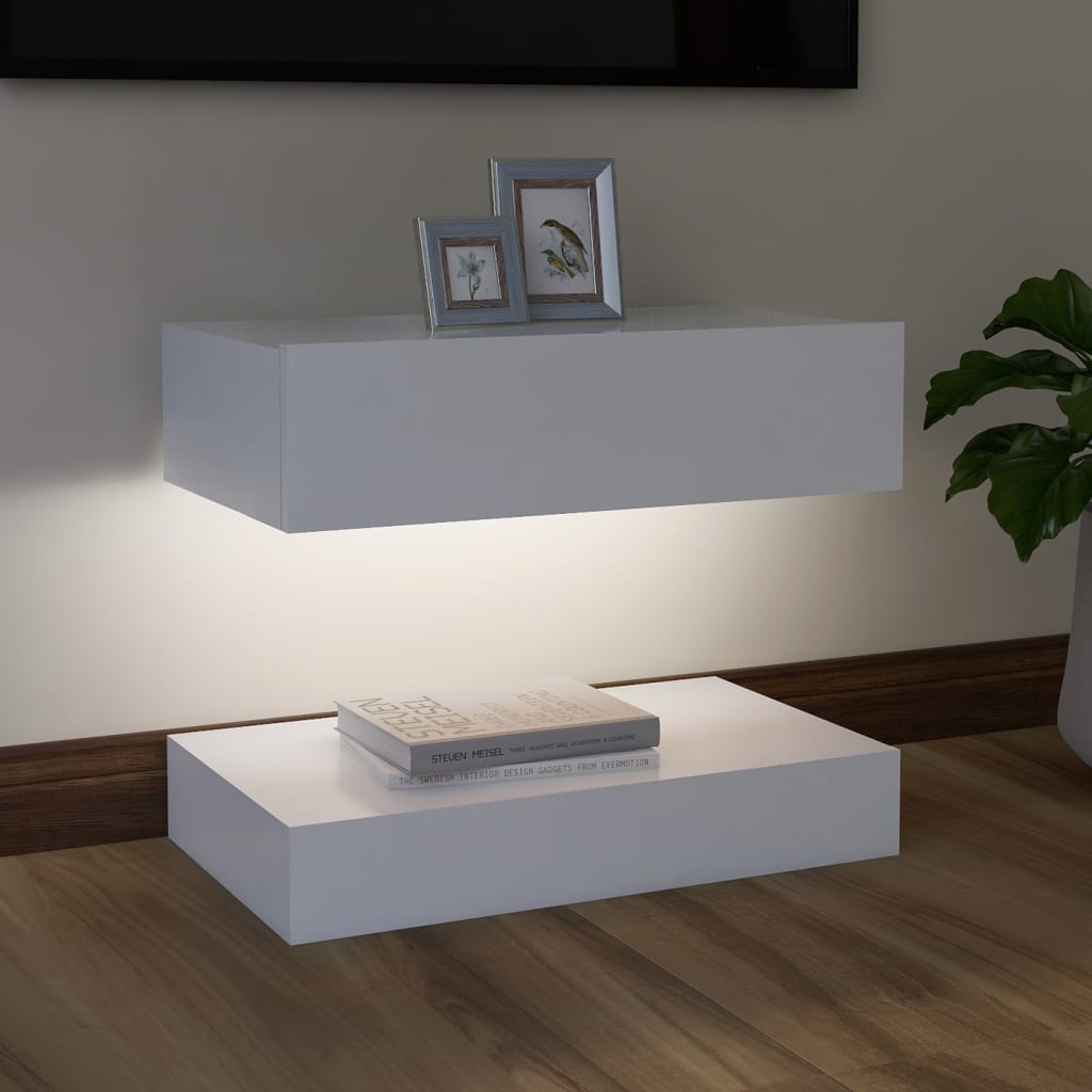 Meuble TV avec lumières LED Blanc 60×35 cm | meublestv.fr 4