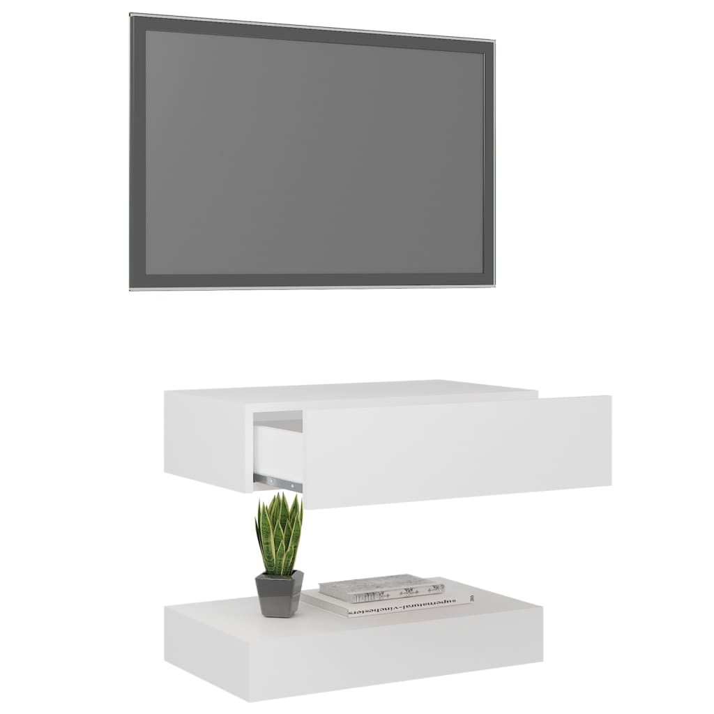 Meuble TV avec lumières LED Blanc 60×35 cm | meublestv.fr 7