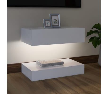 vidaXL Tv-meubel met LED-verlichting 60x35 cm wit