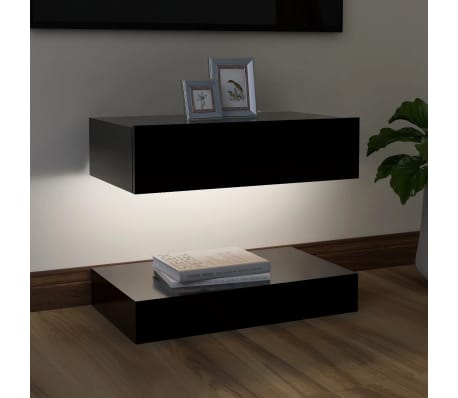 vidaXL Móvel de TV com luzes LED 60x35 cm preto