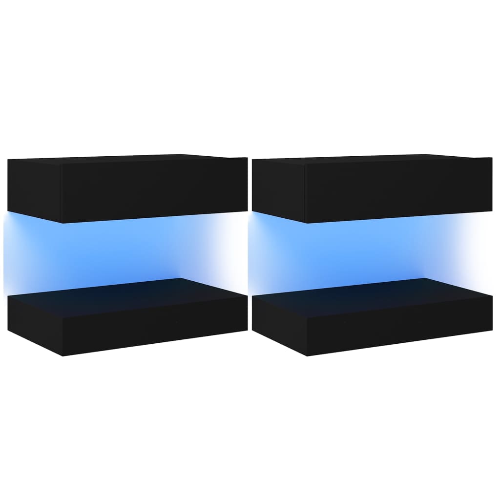 

vidaXL TV Cabinets with LED Lights 2 pcs Black 23.6"x13.8"