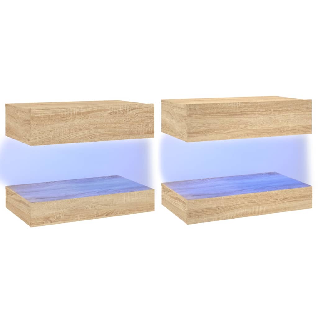 

vidaXL TV Cabinets with LED Lights 2 pcs Sonoma Oak 23.6"x13.8"