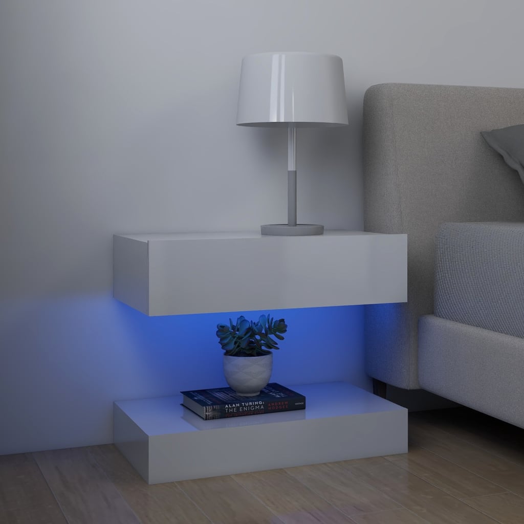Meuble TV avec lumières LED Blanc brillant 60×35 cm | meublestv.fr 8