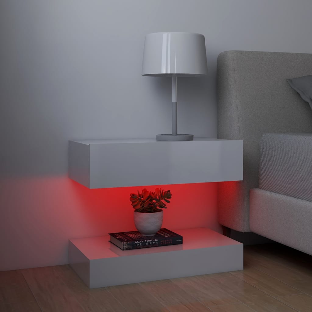 Meubles TV avec lumières LED 2 pcs Blanc brillant 60×35 cm | meublestv.fr 10