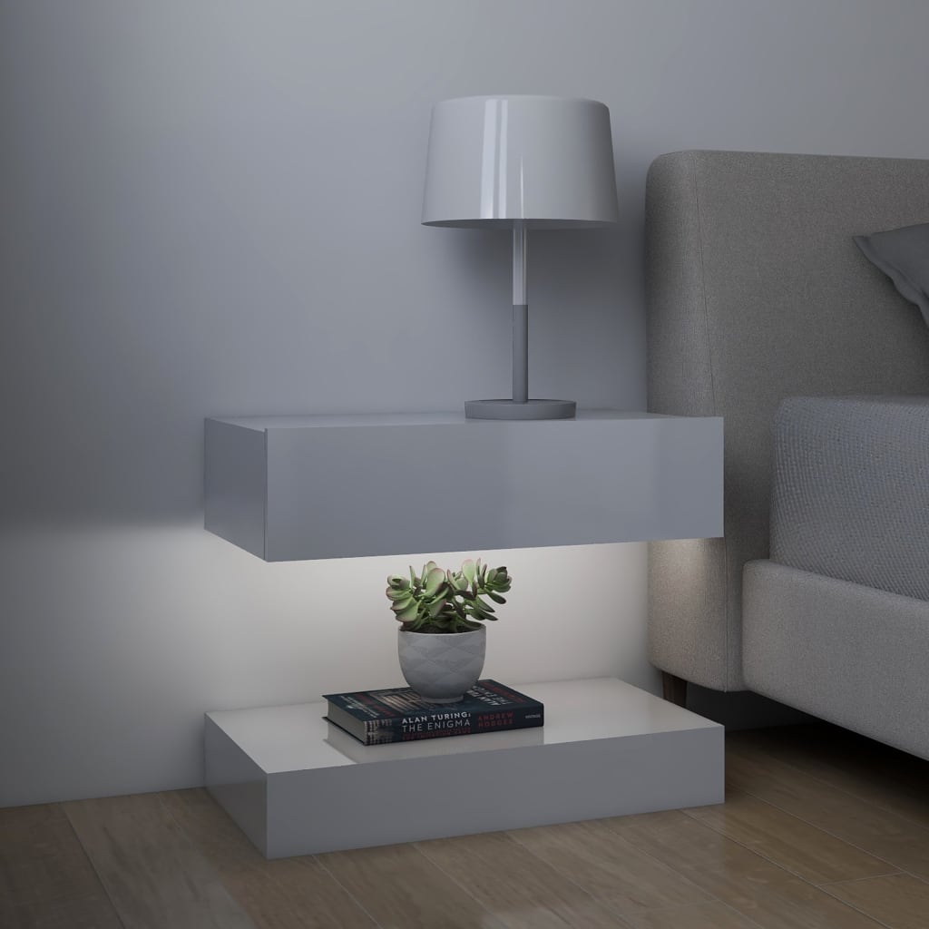 Meubles TV avec lumières LED 2 pcs Blanc brillant 60×35 cm | meublestv.fr 12