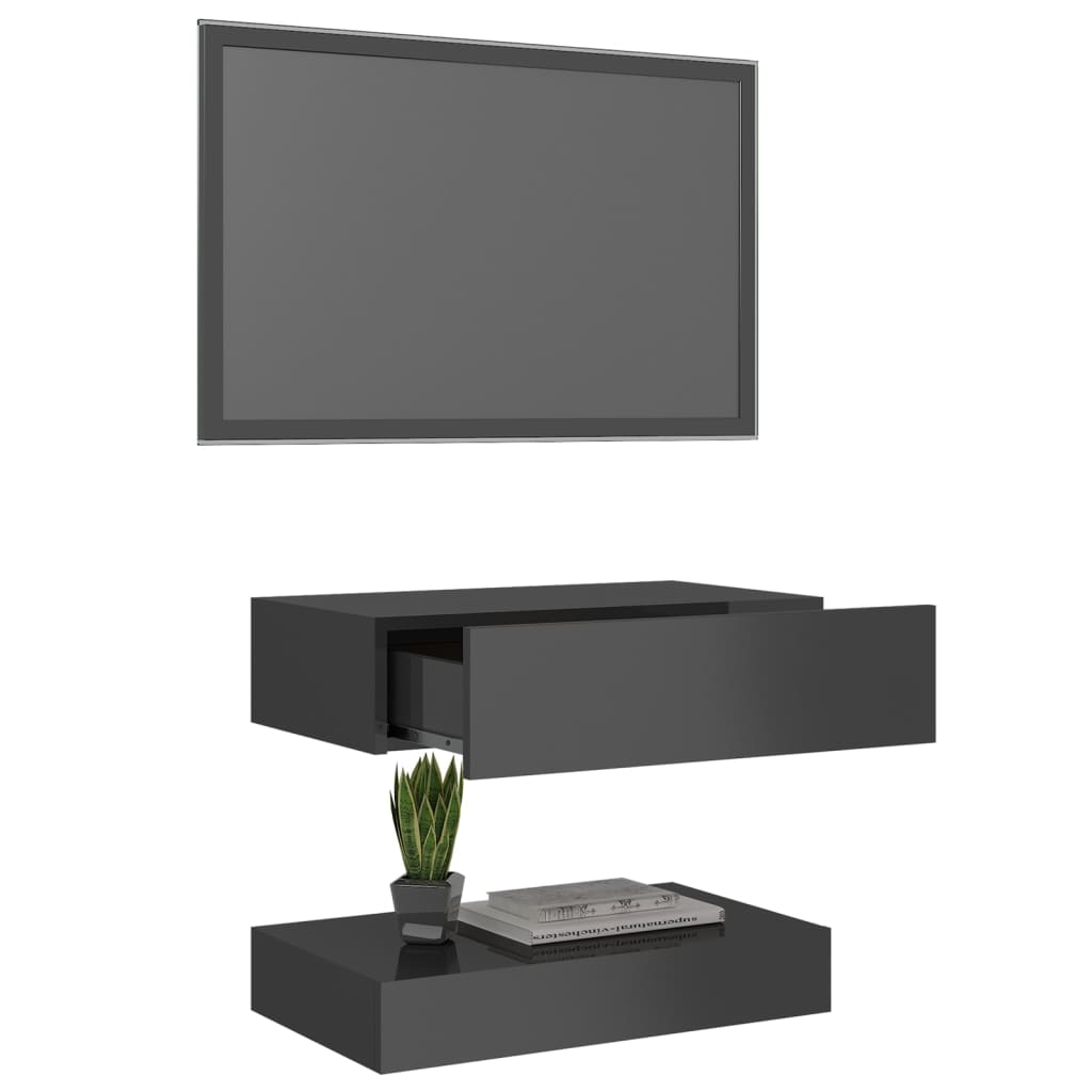 

vidaXL Tv-meubel met LED-verlichting 60x35 cm hoogglans grijs