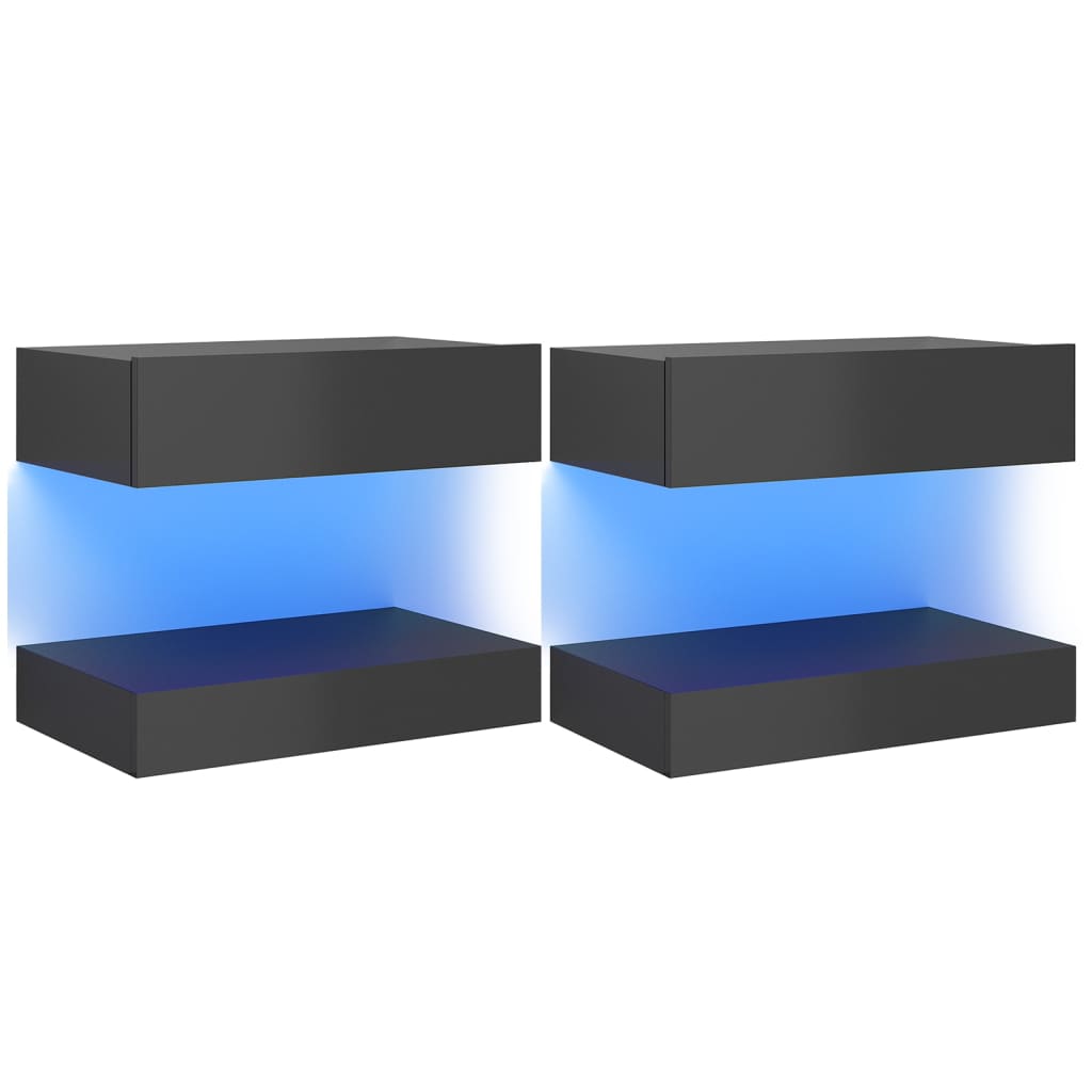 Meubles TV avec lumières LED 2 pcs Gris brillant 60×35 cm | meublestv.fr 3