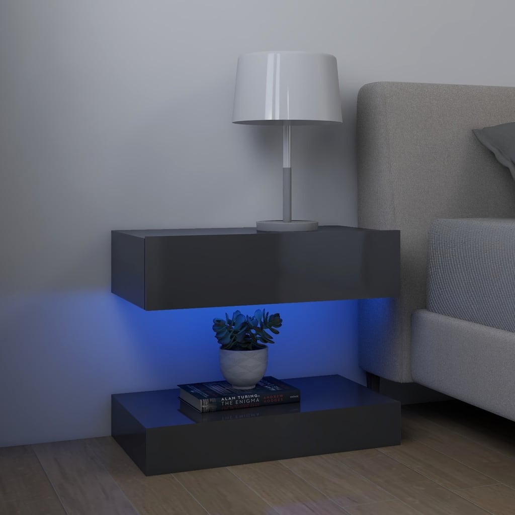 Meubles TV avec lumières LED 2 pcs Gris brillant 60×35 cm | meublestv.fr 10