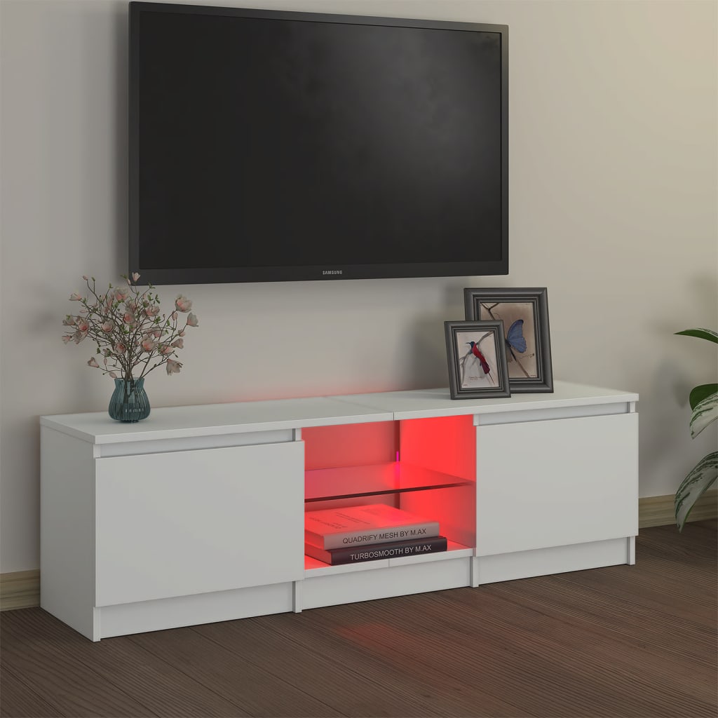Meuble TV avec lumières LED Blanc 120x30x35,5 cm | meublestv.fr 4