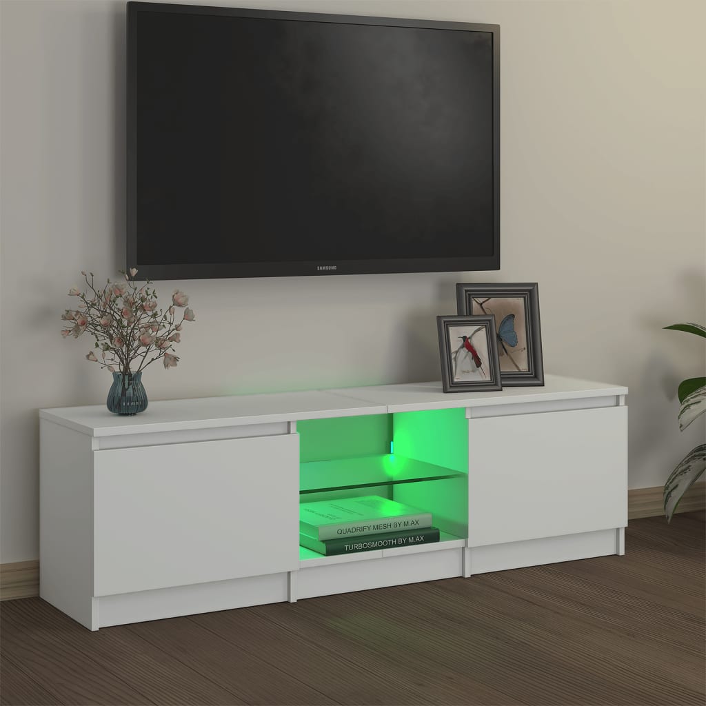 Meuble TV avec lumières LED Blanc 120x30x35,5 cm | meublestv.fr 5