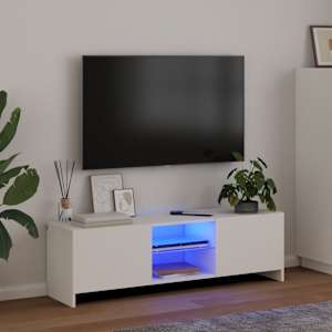TV omarica z LED lučkami bela 120x30x36 cm