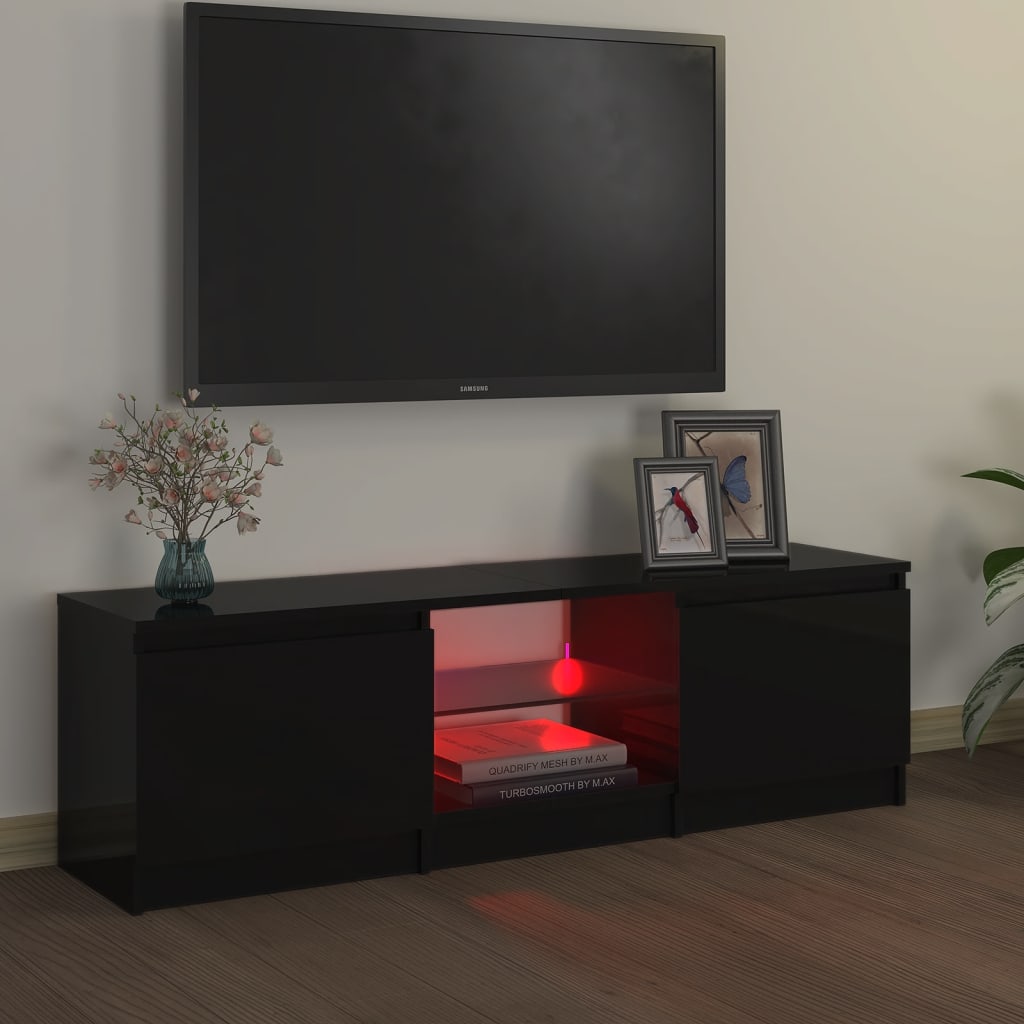 TV skrinka s LED svetlami čierna 120x30x35,5 cm