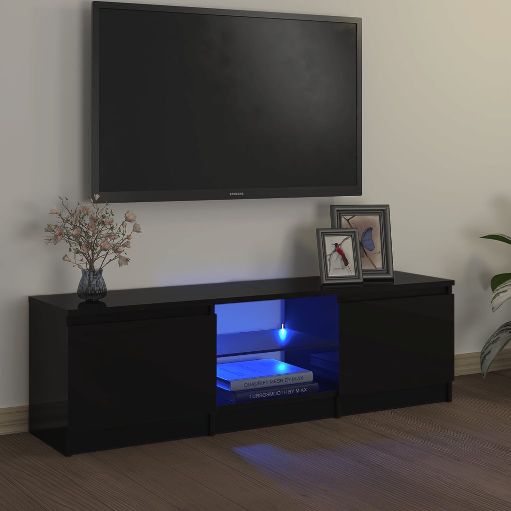 vidaXL Szafka pod TV z owietleniem LED, czarna, 120 x 30 x 35,5 cm