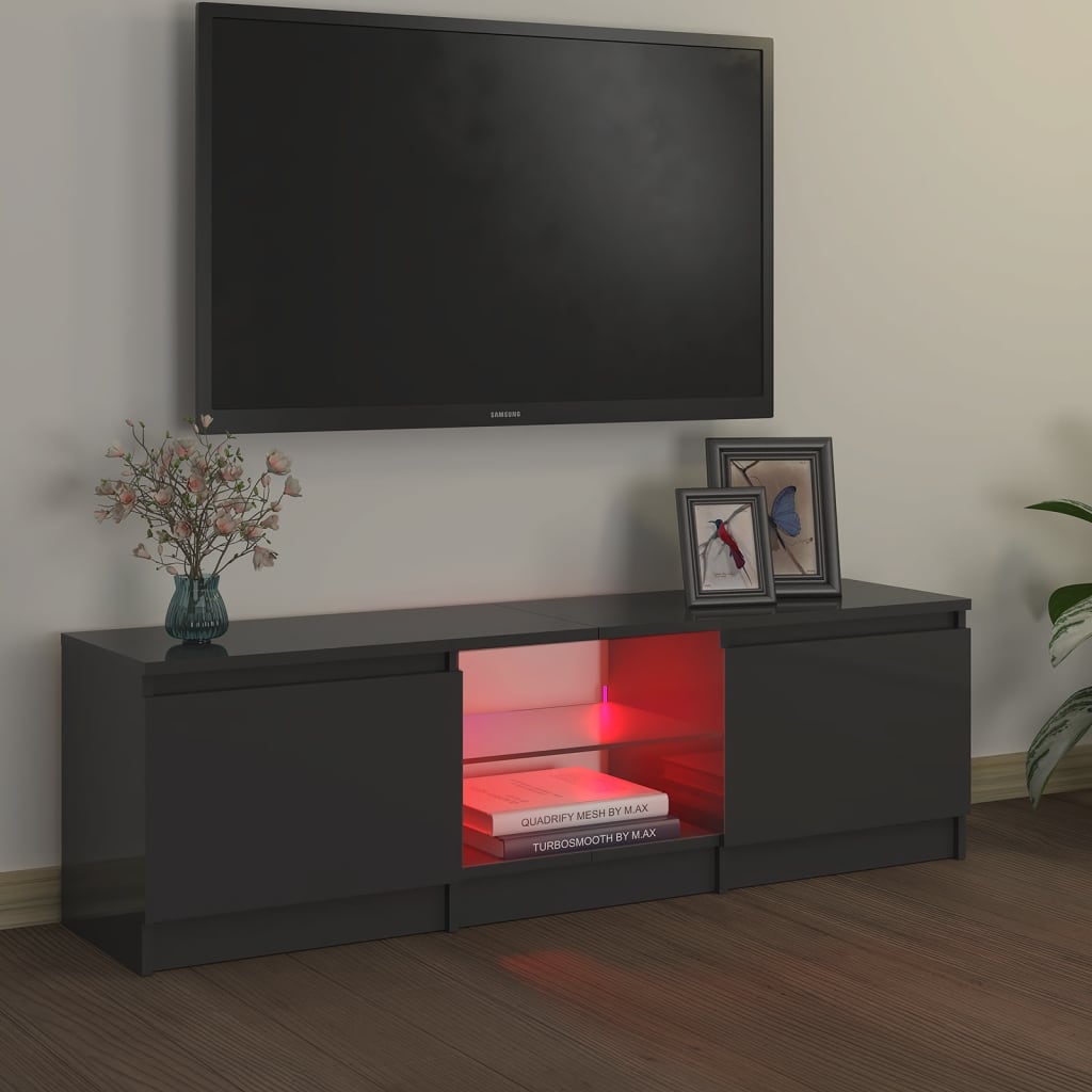 vidaXL TV skříňka s LED osvětlením šedá 120 x 30 x 35,5 cm