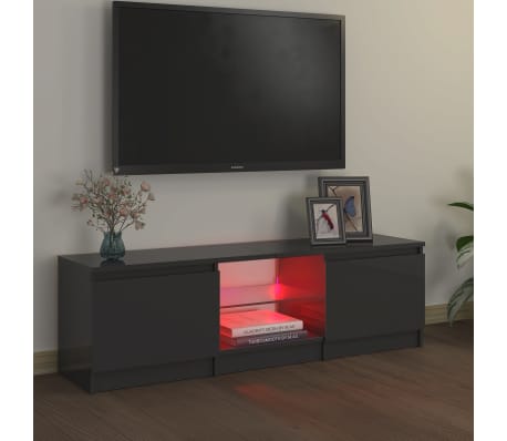 vidaXL TV Stand with LED Lights Gray 47.2"x11.8"x14"