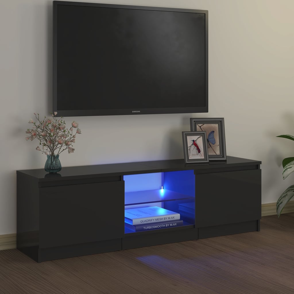 vidaXL Comodă TV cu lumini LED, gri, 120x30x35,5 cm 120x30x355 imagine noua
