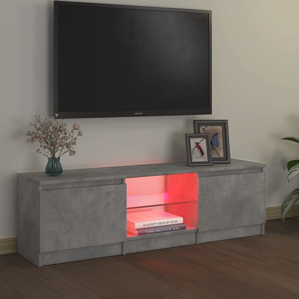 Meuble TV avec lumières LED Gris béton 120x30x35,5 cm | meublestv.fr 4