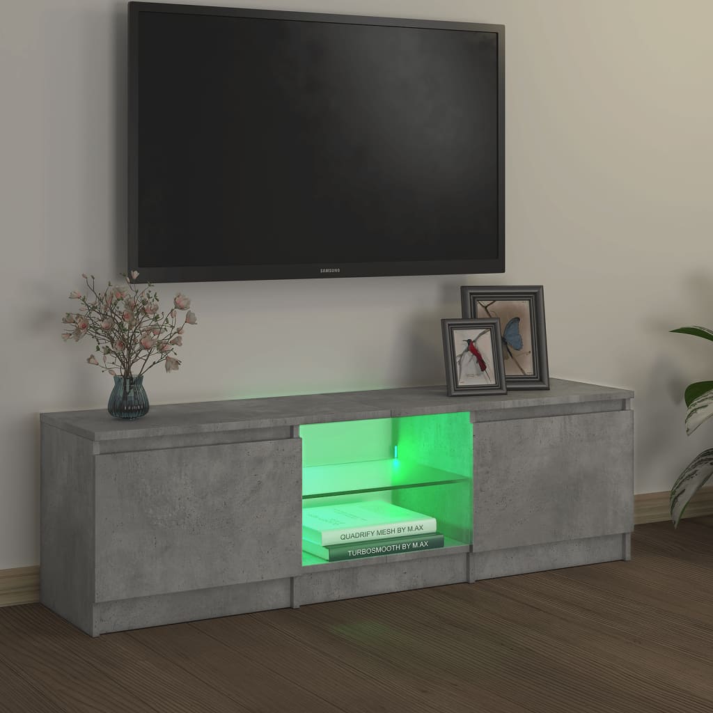 Meuble TV avec lumières LED Gris béton 120x30x35,5 cm | meublestv.fr 5