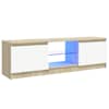 vidaXL telerialus LED-tuledega, valge ja sonoma tamm, 120x30x36 cm