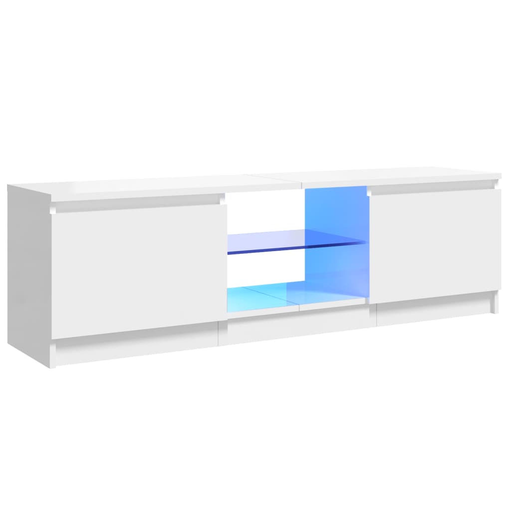 vidaXL TV skříňka s LED osvětlením bílá vysoký lesk 120 x 30 x 35,5 cm